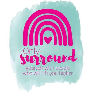 Children People Who Lift You Higher Inspiring Quote Wall Decal Decoration Surround Yourself Life Quote Beautiful Rainbow Heart Lasts Years and Easily Removable - Size: 32 in(W) x 40 in(H)