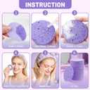 100-Count Compressed Facial Sponges for Washing face, Natural Cellulose Cosmetic Makeup Sponge for Facial Cleansing, Slight Exfoliating, Makeup Removal-(Purple Round Sponge)