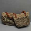 Goodpick 2pack Jute Rope Hanging Basket - 7.87" x 7" Small Woven Fern Wall Hanging Basket Flower Plants, Woven Storage, Black and Jute