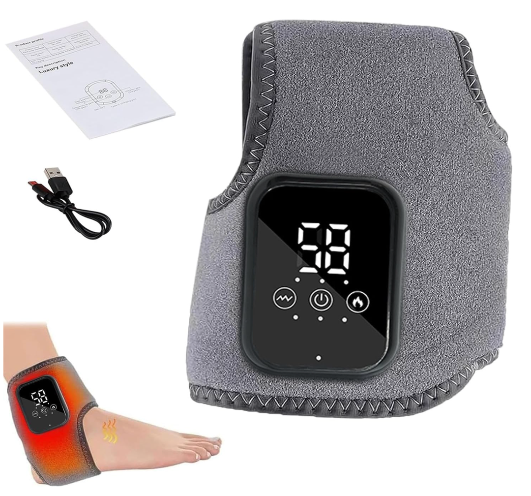 FEELNOW 2PCS Foot Massager for Neuropathy, Portable Triple Method Ankle Wrap with 3 Vibration Modes, Massager for Heel, Arch & Ankle Relief