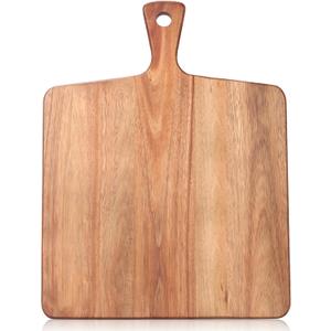 Large Acacia Wood Cutting Board with Handle Wooden Charcuterie Board Kitchen Chopping Block for Meat Cheese Vegetable Bread Fruit Serving Boards Wood Butcher Block Carving Board, 17" X 13"