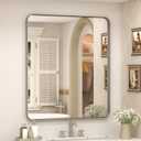 24x28 Inch Silver Bathroom Mirror, Brushed Metal Framed Silver Vanity Mirror for Wall, Shatterproof, Anti- Rust, Horizontally or Vertically Mounted