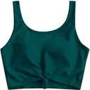 ZAFUL Women's Front Knot Bikini Tops Crop Tankini Top Scoop Neck Padded Bathing Suit Tops 6