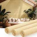 Juexica 3 Pcs Natural Bamboo Wall Panel for Interior Wall 48''x96'' Bamboo Covering Renewable Pole Wainscoting Room Divider Wrap Decor for Bedroom Living Room Kitchen Island Office (Raw)