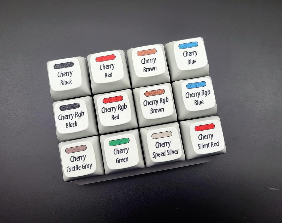 Max Keyboard Cherry MX Switch Tester - 12-Key Mechanical Keyboard Sampler With Printed PBT Keycaps (Cherry MX Color Included)