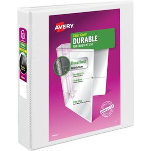 Avery Durable View 3 Ring Binder, 1-1/2 Inch EZD Rings, 1 White Binder (09401)