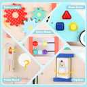 Asweets Wooden Baby Walker Push and Pull Learning Activity Walker Kids Activity Toy Multiple Activities Center Develops Motor Skills & Stimulates Creativity(Color)