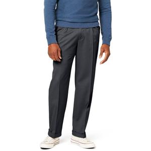 Dockers Mens Relaxed Fit Comfort Khaki Pants - Pleated (Gray, L)