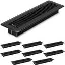 4 PCS Floor Vents Floor Registers 2x12 inch, Heavy Duty Metal Heat Air Vent Covers 2 X 12 with Rust Proof Finish for Home Office Wall Floor Registers Grilles & Vents (4, Black, 2x12 Inches)