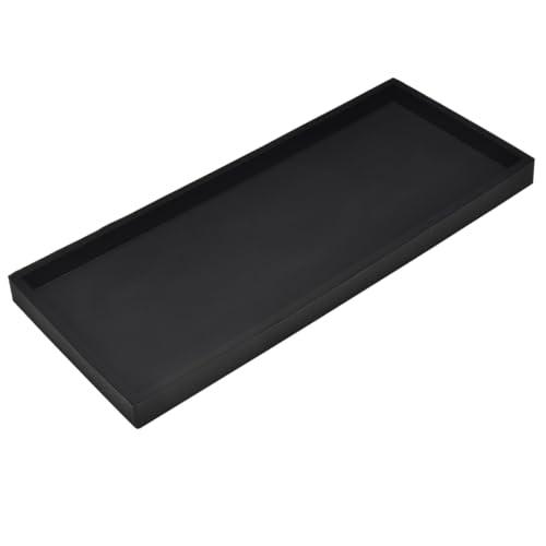 DNC Bathroom Counter Tray, 11.8" Silicone Vanity Tray, Kitchen Sink Soap Tray for Dish Holder Dispenser Countertop Toilet Tank Desk Organizer Black