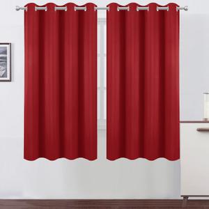LEMOMO Bright Red Blackout Curtains 52 x 63 Inch Length/Set of 2 Curtain Panels/Thermal Insulated Room Darkening Blackout Curtains for Bedroom