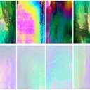LITMIND 8 Pack Stained Glass Sheets Variety Pack, 4 x 6 inch Iridescent Glass Sheets for Beginners, Mosaic Tiles for Crafts, Art Glass Pack (Opaque/Iridescent Black & White)