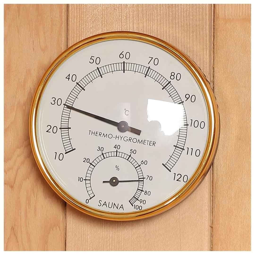 Sauna Thermometer 2 in 1 Celsius Thermometer Hygrometer for Saunas Room Indoor Sauna Accessories for Any Barrel or Infrared Steam Saunas (gold)