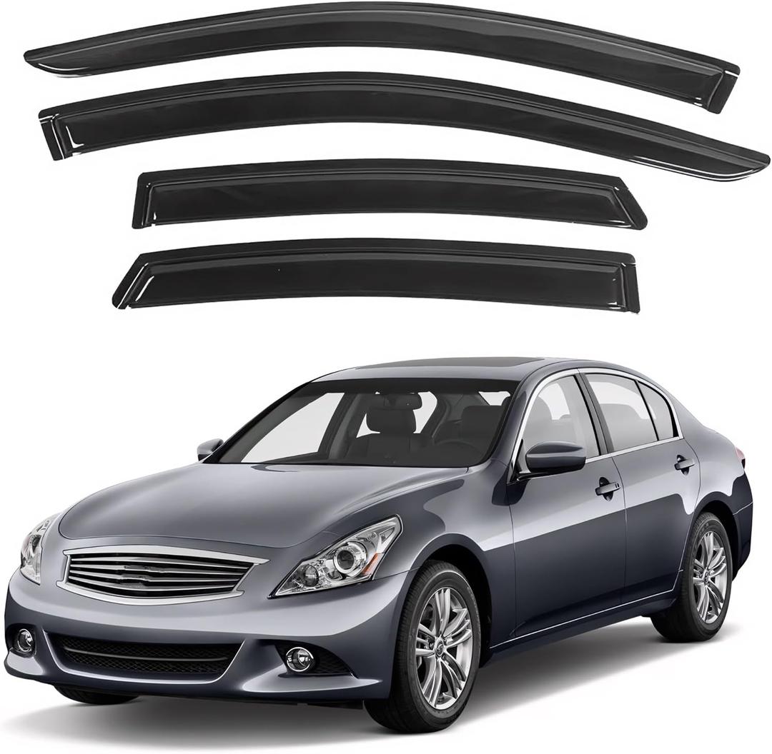 IG Window Visors Fit for 2007-2015 Infiniti G35 G37 G25 Q40, Out-Channel Rain Guards Vent Wind Deflectors 4PC, Car Accessories for 07-15 Infiniti G35 G37 G25 Q40