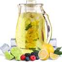 OVENTE Fruit Infusion Water Pitcher 2.5L/85Oz with Removable Lid and Infuser Rod, BPA-Free, Shatterproof Acrylic Beverage Jug for Flavor-Infused Drinks, Lemonade, Juice and Iced Tea, Clear PIA0852C (84.5 Ounces)