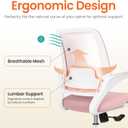 NEO CHAIR Office Desk Ergonomic Computer Mesh Chair with Lumbar Mid Back Support Adjustable Height Swivel Rolling Wheels Comfy Task Vanity Chair for Home Bedroom Study (Pastel Pink)