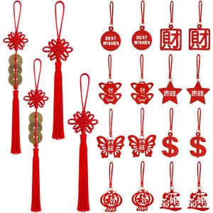 Chinese Knot Tassel Feng Shui Coins Hanging Tassel Ornaments Decoration for Chinese New Year Spring Festival Decoration