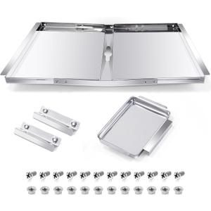 Hiorucet Grease Tray with Catch Pan for Charbroil, Nexgrill, Dyna Glo, Kenmore, BHG, Expert, Backyard, Uniflame, Members Mark, Monument Grill Replacement Parts, Adjustable 30''-36'' Gas Grill Drip Pan