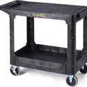 ELAFROS Heavy Duty Plastic Utility Cart, 37 x 18.8 in, Flat Top, Swivel Wheels, 550 lbs Capacity, Black
