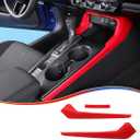 MUXEE 11th Gen Civic 3PCS Gear Shift Panel Cover Side Trim for Honda Civic 2022 2023 2024 2025 2026 - ABS Wine red Center Console Frame Side Trim Sport Interior Accessories