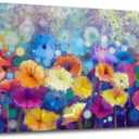OKEXCKK Colorful Floral Canvas Wall Art for Living Room - Abstract Painting Picture Print for Bedroom, Large Flower Artwork Wall Decor