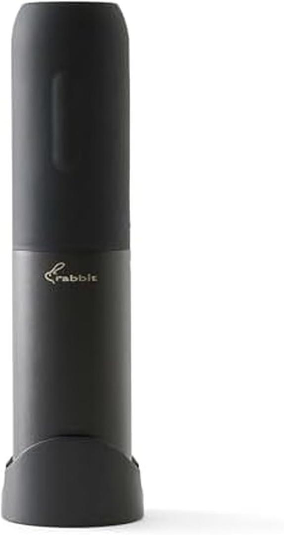 Rabbit Electric Corkscrew Wine Opener - Push Button Automatic Bottle Opener, Compact Design, Opens Bottles Quietly, Stores Vertically or Horizontally, Black
