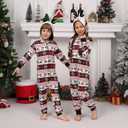 VNVNE Matching Christmas Onesie Pajamas for Family/Couples/Women/Men, Xmas Holiday Reindeer Striped Adults Pjs Sleepwear (6-8 Years)