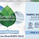 Seventh Generation Dryer Sheets Laundry Fabric Softener, Free & Clear Made for Sensitive Skin, 80 Sheets (80 Count (Pack of 1))