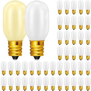 Retisee Christmas Village Light Bulbs, 0.7W 120V E12 Base T20 LED Replacement Night Bulbs Accessory for Villages Houses Dept 56, Christmas Tree and House (50 Pcs)