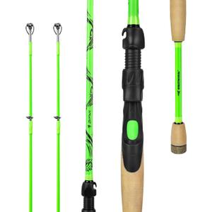 KastKing Zephyr Dual Tip Spinning & Casting Fishing Rods, Green, 6'6"-ML/M-F
