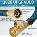 100FT Expandable Garden Hose w/10 Function Spray Nozzle, 2026 New Superior Strength Water Hoses, 3/4" Brass Connectors- Leakproof Lightweight Water Pipe for Outdoor & Gardening(Blue Black)