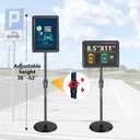 Sign Holder Stand with Rounded Safety Corners, Adjustable 31" to 52" Sign Stand Heavy Duty Floor Standing Poster Holder, Water/Sand Fillable Base for Storefront & Indoor Use, Anti-Glare Display for Signs (Black, 8.5*11 - 1 Pack)