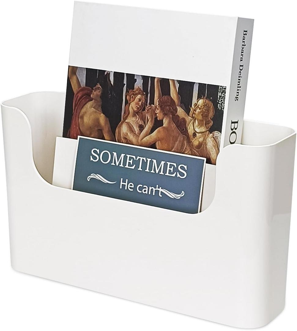 Wall File Holder - White Plastic Wall Mount File Organizer for Office, Home, Classroom
