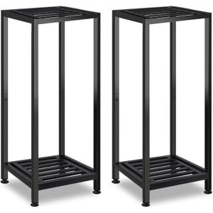 Lilybud--lily 2-Pack Plant Stand Indoor Outdoor, Heavy Duty Wrought Iron Pedestal Stands, Metal Plant Stand Decorative Flower Stand for Patio Garden Deck Living Room black-2 pack