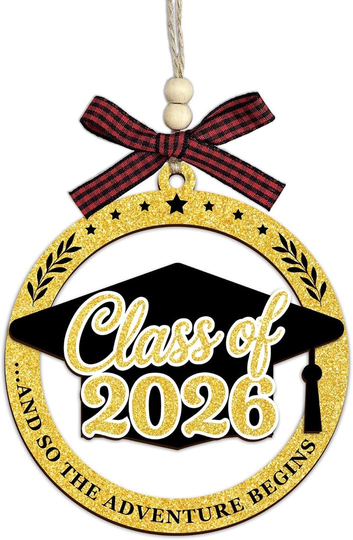 Class of 2026 Graduation Ornament - 2 Double-Layer Wooden Hanging Sign Graduate Decorations - Graduation Gifts for Him Her High School, College Seniors - 2026 Grad Party Decorations & Favor - A04