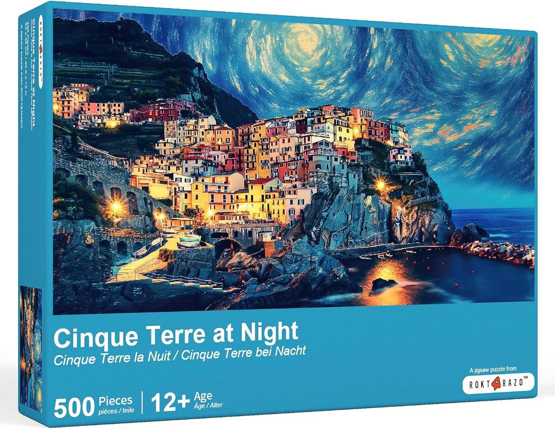 rokt&razo Cinque Terre at Night, 500 Pieces Jigsaw Puzzles, 20.5 * 15.0 in