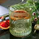 Kate Aspen Retro Arch Floral Green Drinking Glasses Set of 6-10 oz Vintage Beaded Glassware, Perfect for Water, Cocktail, Juice