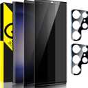 [2+2 Pack] Galaxy S23 Ultra Privacy Screen Protector, 9H Tempered Glass, Ultrasonic Fingerprint Support, 3D Curved, HD Clear Anti-Spy Film for Samsung S23 Ultra 5G Glass Screen Protector