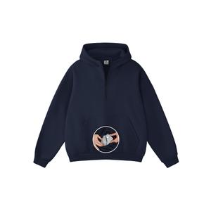 FAIABLE Hoodies for Men Oversized Half Zip Pullover Fleece Sweatshirts Heavyweight Sweater Hoodies Fall Winter Fashion Outfits Streetwear Clothes, Navy XL