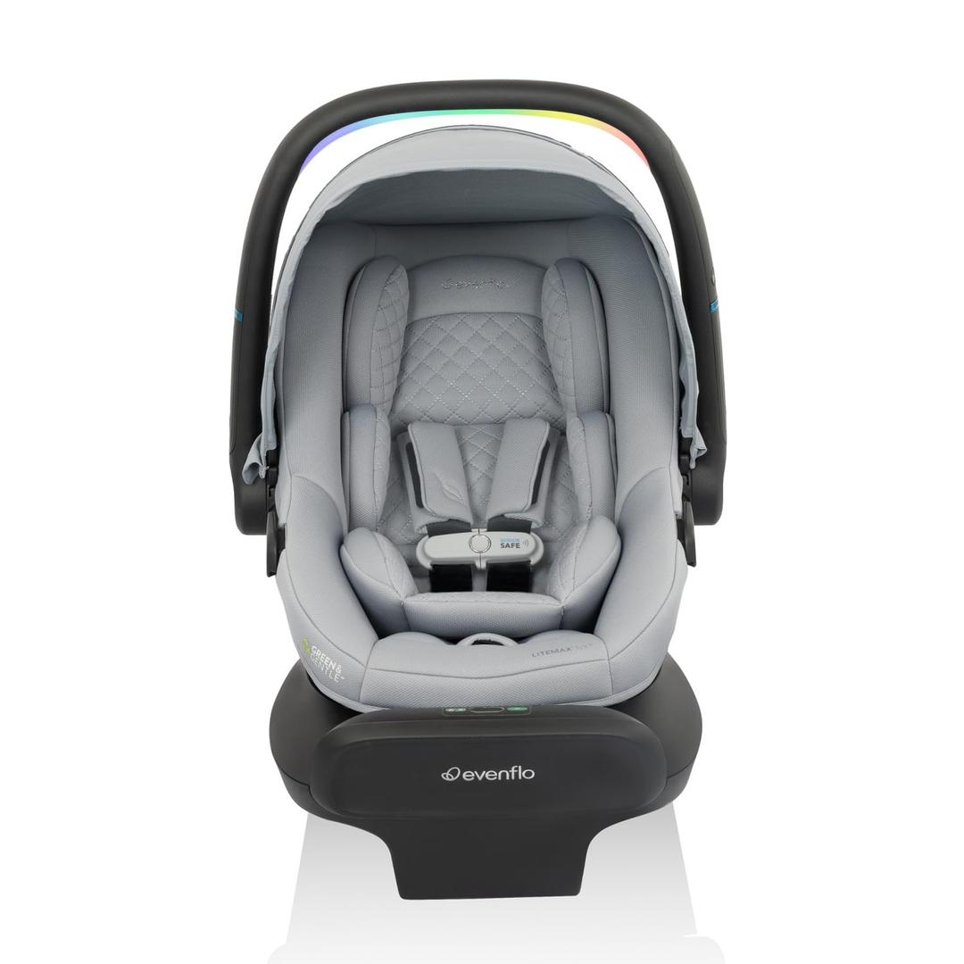 Evenflo LiteMax NXT Rear-Facing Lightweight Preemie and Infant Car Seat 3-30lbs with SensorySoothe. Easy Install with Base (Quartz) MFD 07/18/2025