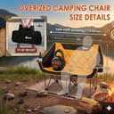 EMERIT Oversized Double Duo Camping Chair Folding Camping Loveseat 2 Person Camping Couch Heavy Duty Lawn Chairs for Outside with Padded Seats & Armrests-Support 650LBS, Orange, Full