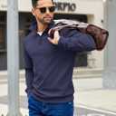 COOFANDY Mens Sweaters and Pullovers Light Weight 1/4 Zip Polo Sweatshirts, 3X-Large, Navy Blue