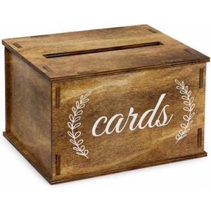 Wooden Wedding Card Box with Slot Rustic Gift Card Box for Wedding Decorations for Reception Money Gift Boxes for Party Anniversary Baby & Bridal Shower