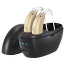 Hearing Aids for Seniors for Daily Use,Rechargeable Hearing Amplifier with Noise Cancelling,Adjustable Volume Control,One Pair Hearing Aid with Charging Box(Black)