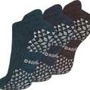 Hylaea Unisex Non Slip Socks with Grip for Yoga, Hospital, Pilates, Barre | Ankle, Cushioned (Small-Medium, 1. Dark Green Dark Grey Coffee (3 Pairs))