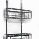 HOPOPRO Hanging Shower Organizer, Over Head Shower Caddy Bathroom Shower Storage Rack Basket with Hooks for Sponge or Towels No Drilling & Rustproof, Chrome