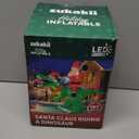 9x7FT Christmas Inflatables Santa Ride on Dinosaur with LED Outdoor Christmas Dinosaur Inflatable Blow Up Yard Decorations with Sandbags Stakes Strings for Garden Decor