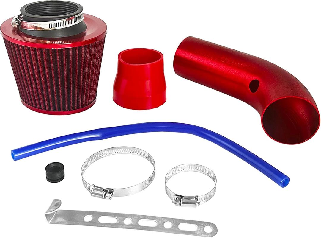 Generic Universal Car Cold Air Intake Filter Induction Pipe Power Flow Hose System Red, LK-AIF-001R