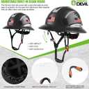 GREEN DEVIL Full Brim Hard Hat Vented Construction Safety Helmet OSHA Approved Cascos De Construccion ABS Work Hardhat for Men&Women 6 Point Adjustable Ratchet Suspension Custom Pattern Design, Matte Black Graphite Pattern With Built-In Visor