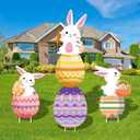 48 Inch Easter Bunny and Egg Yard Signs with Stakes - Large Bunny and Egg Stackable Designs for Outdoor Garden and Lawn Decorations for Easter Day Party Favors, Spring Holiday Celebrations